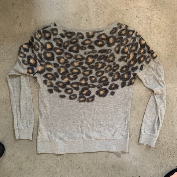 Anthropologie Gray Moth Leopard PrintSweater - Picture 4 of 8